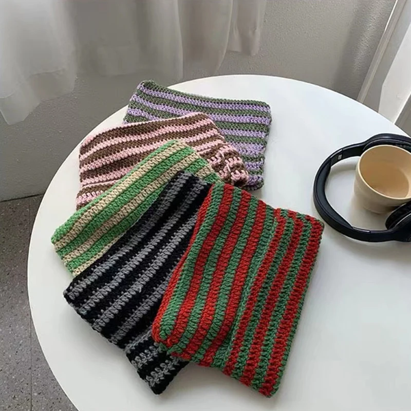 90s Grunge Cat Ears Striped Knitted Beanie - Image 8