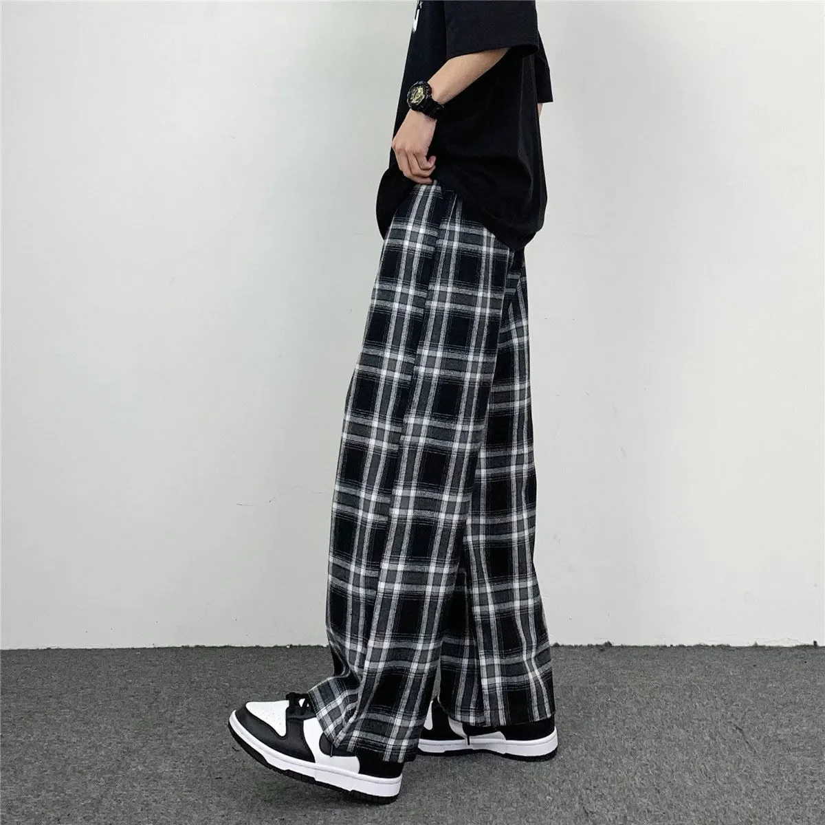 Black and White Plaid Oversize Pants - Image 3