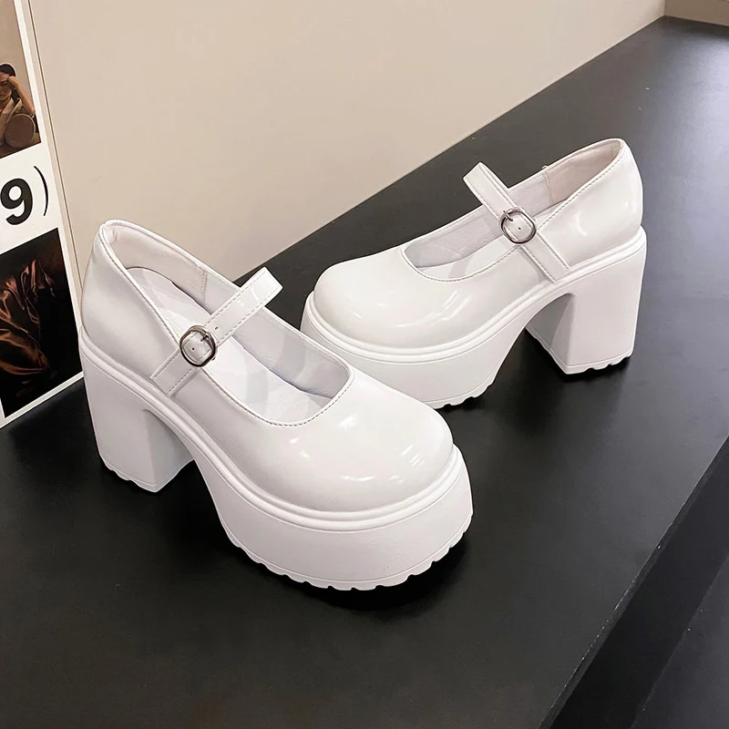 Coquette Mary Janes Platform Shoes White - Image 9
