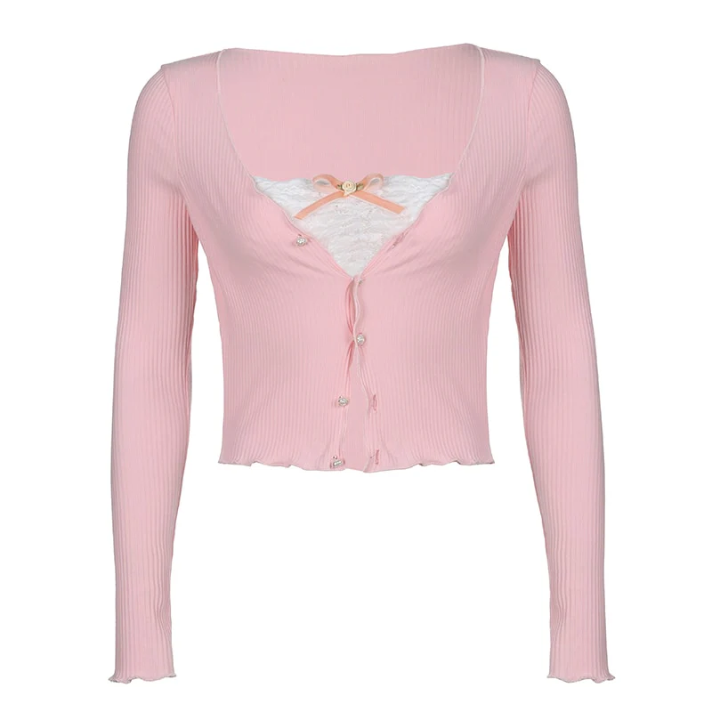 Coquette Aesthetic Cardigan Lace Top - Image 3