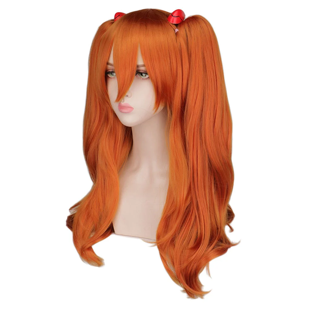 Cosplay Wig Long Orange With 2 Ponytail Clips - Image 5