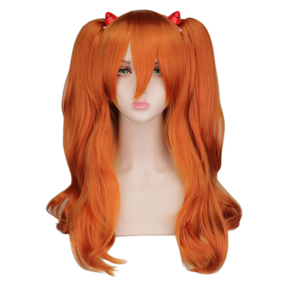 Cosplay Wig Long Orange With 2 Ponytail Clips - Image 6