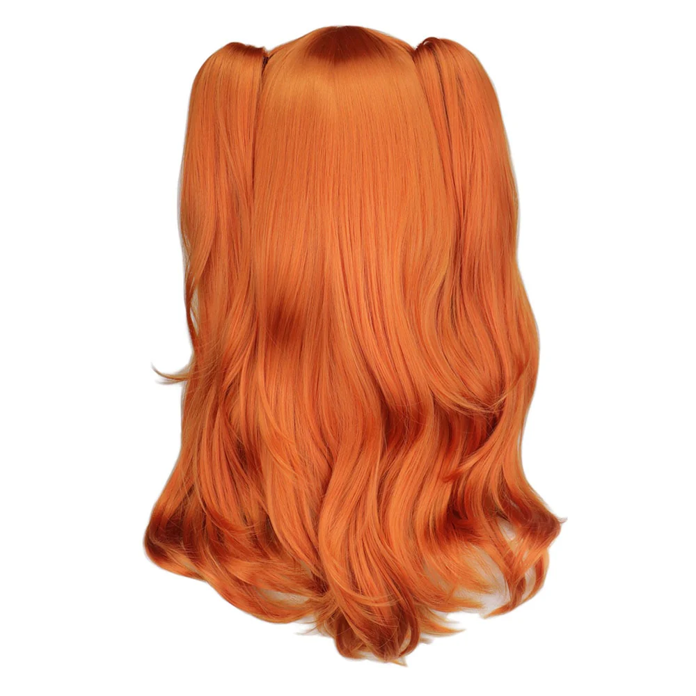 Cosplay Wig Long Orange With 2 Ponytail Clips - Image 8