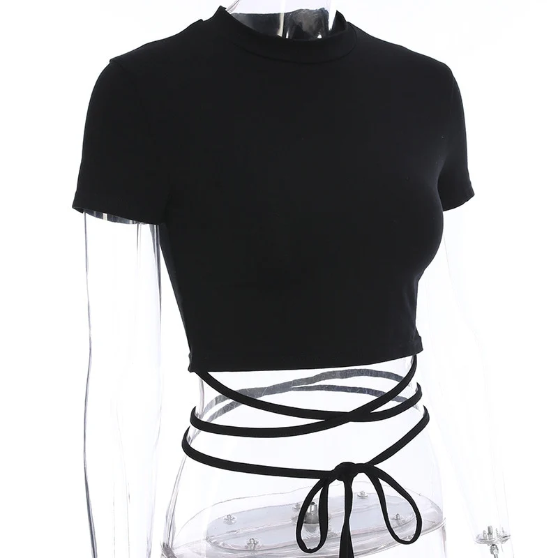 Crop Top T-Shirt Black - Image 13