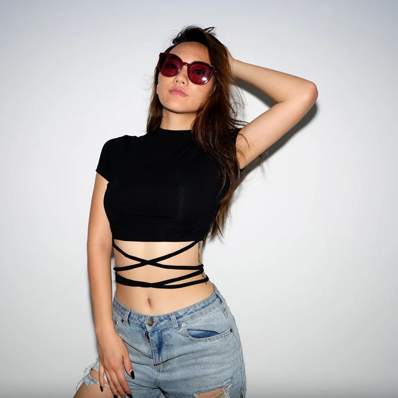 Crop Top T-Shirt Black - Image 7