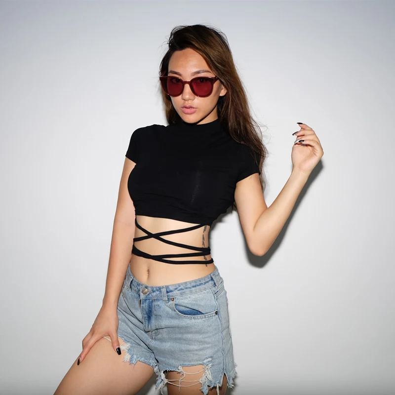Crop Top T-Shirt Black - Image 8