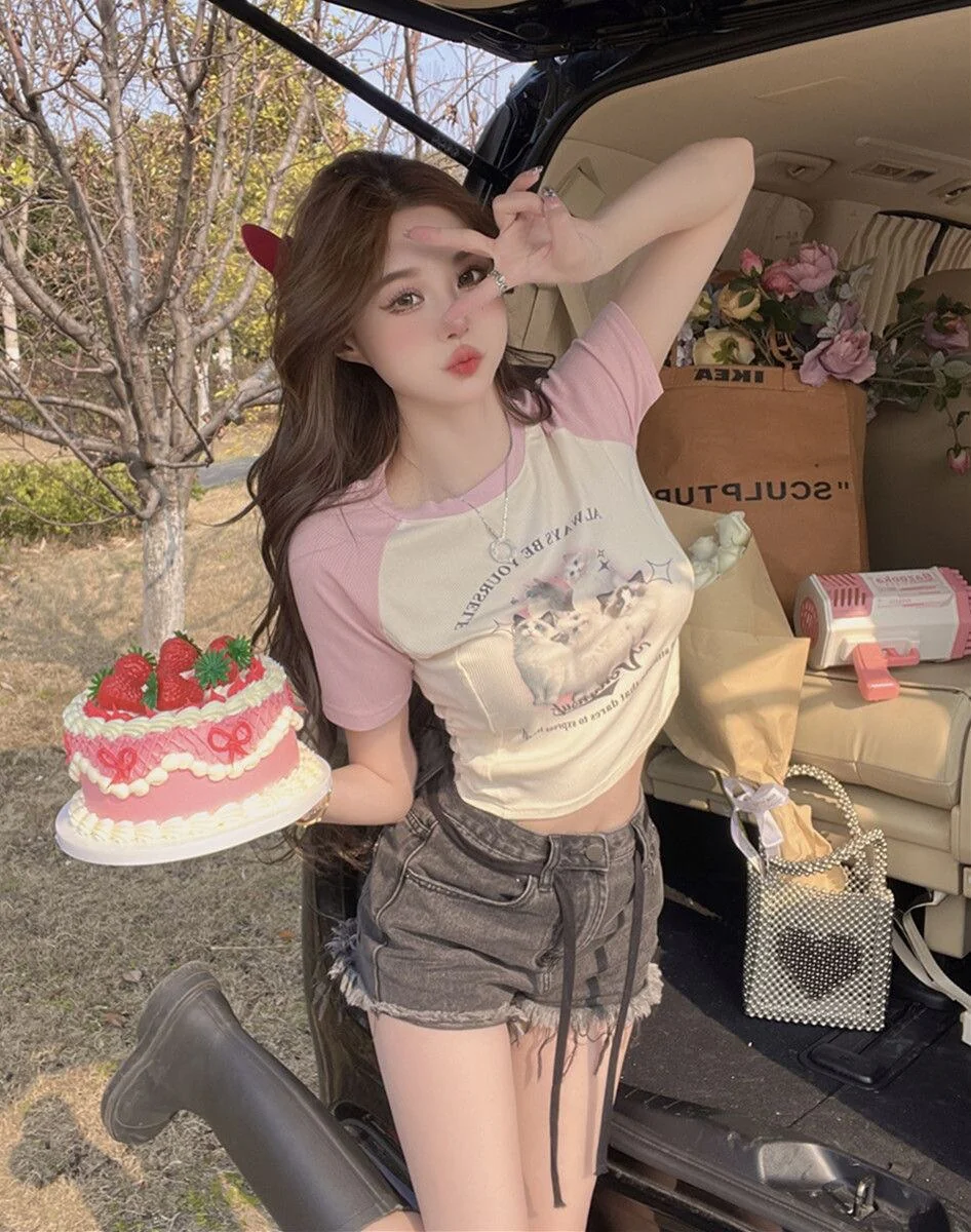 Cute Cat Baseball T-Shirt - Image 20