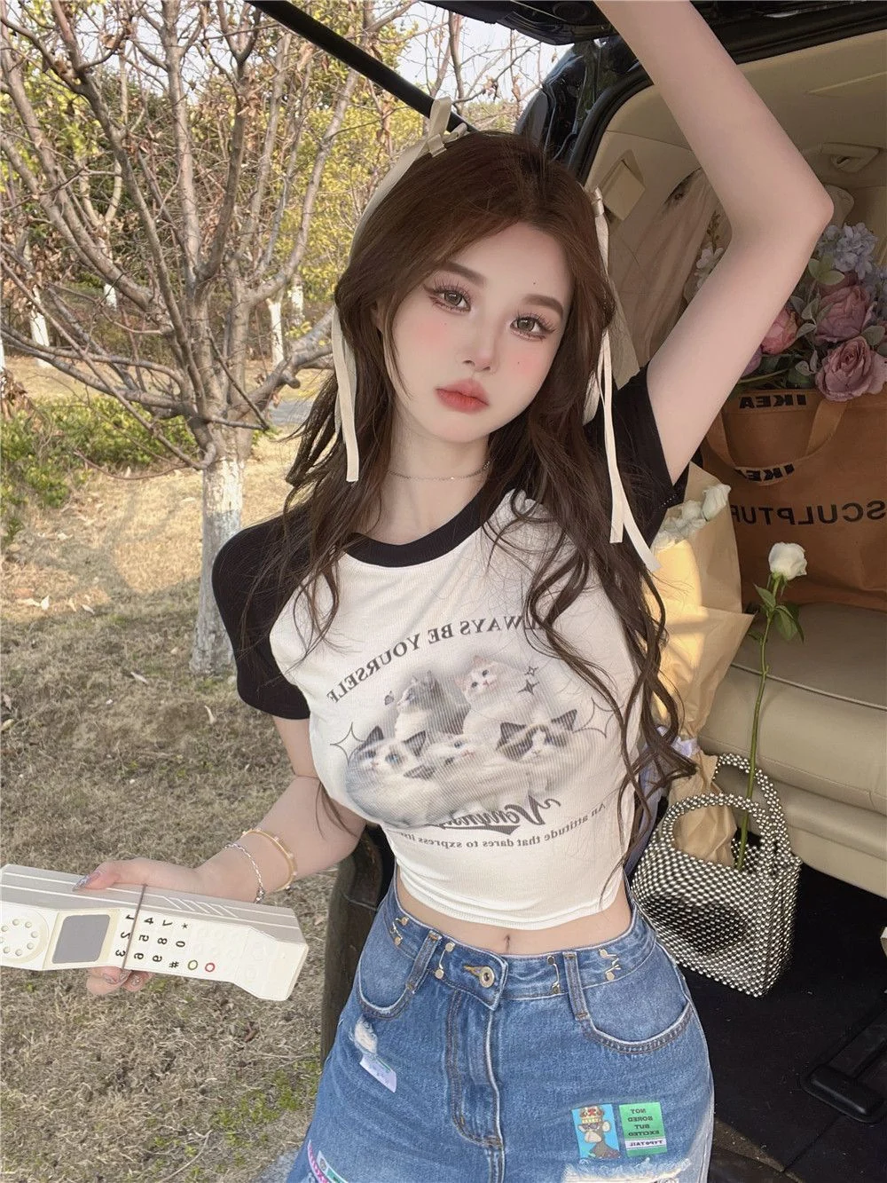 Cute Cat Baseball T-Shirt - Image 24