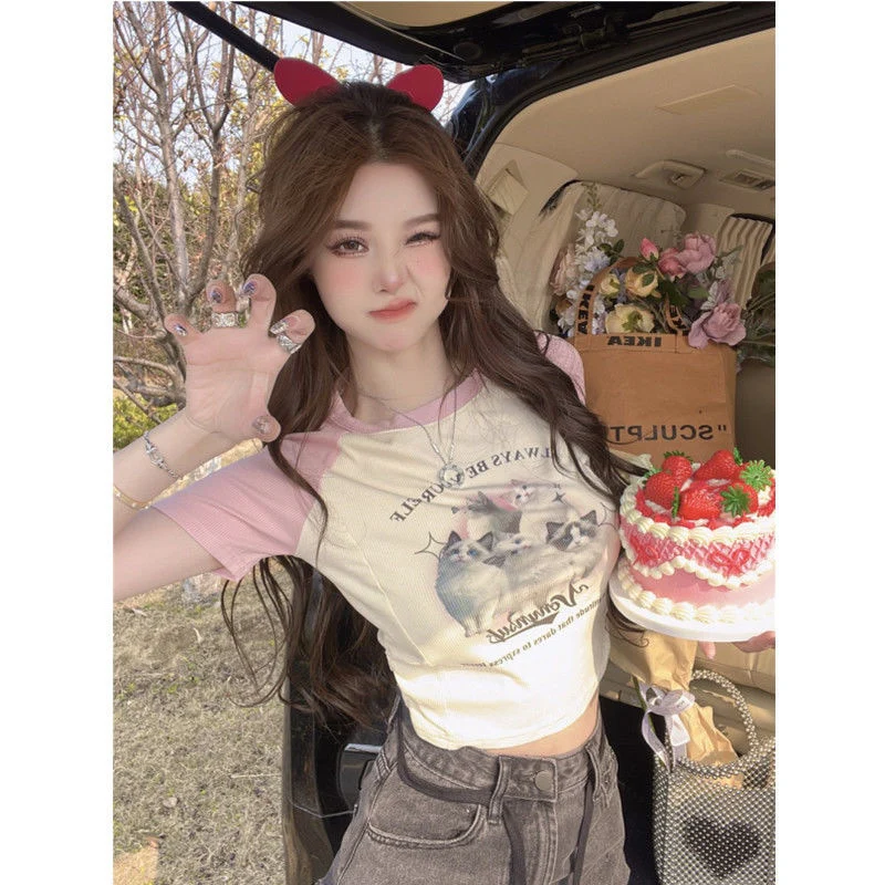 Cute Cat Baseball T-Shirt - Image 5