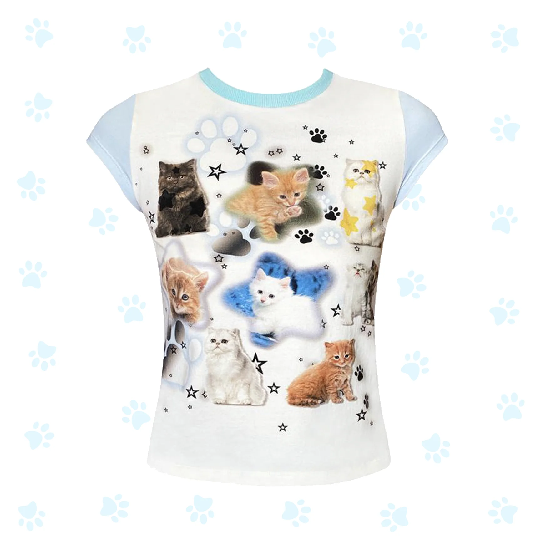 Cute Cats Aesthetic Crop Tee - Image 2