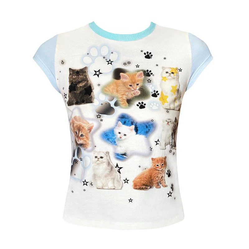 Cute Cats Aesthetic Crop Tee - Image 4