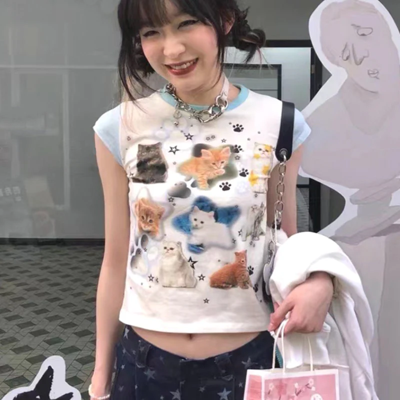 Cute Cats Aesthetic Crop Tee - Image 5