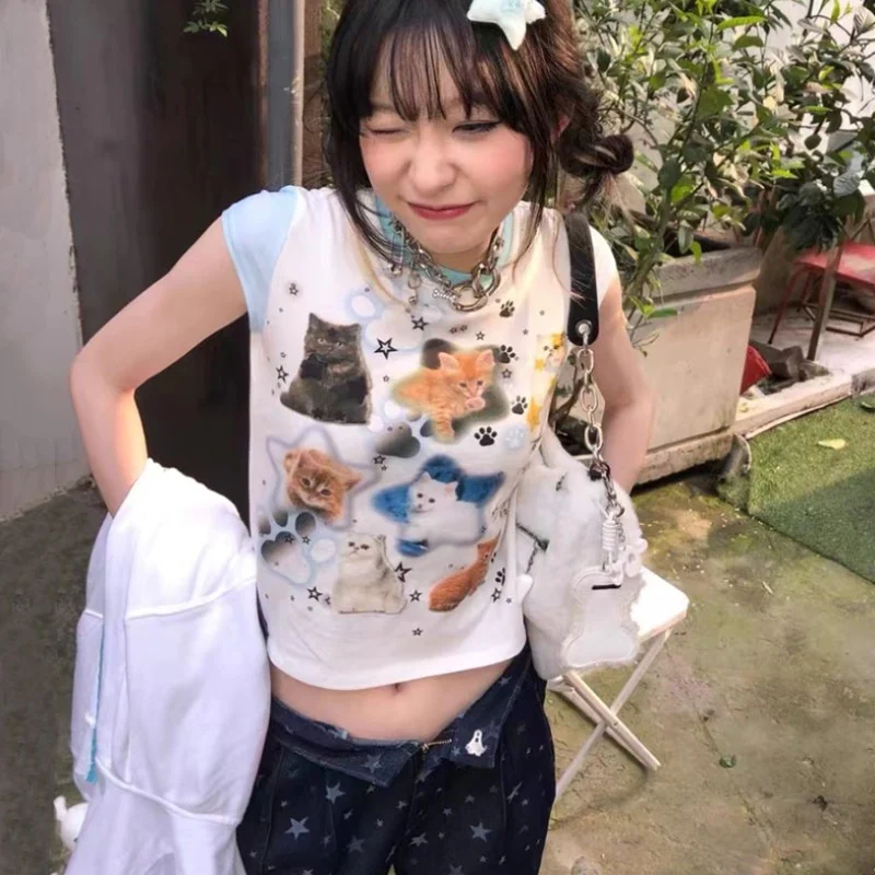 Cute Cats Aesthetic Crop Tee - Image 6