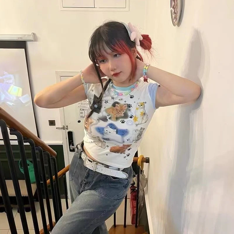 Cute Cats Aesthetic Crop Tee - Image 8