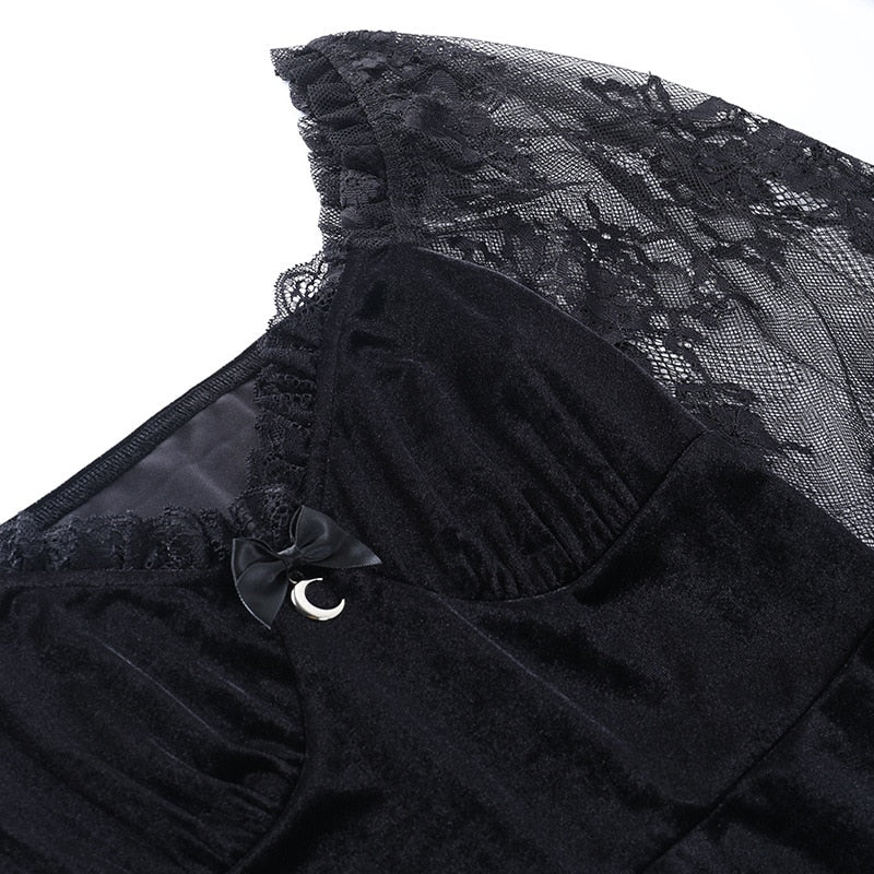 Dark Goth  Velours Vampire A-Line Dress - Image 13