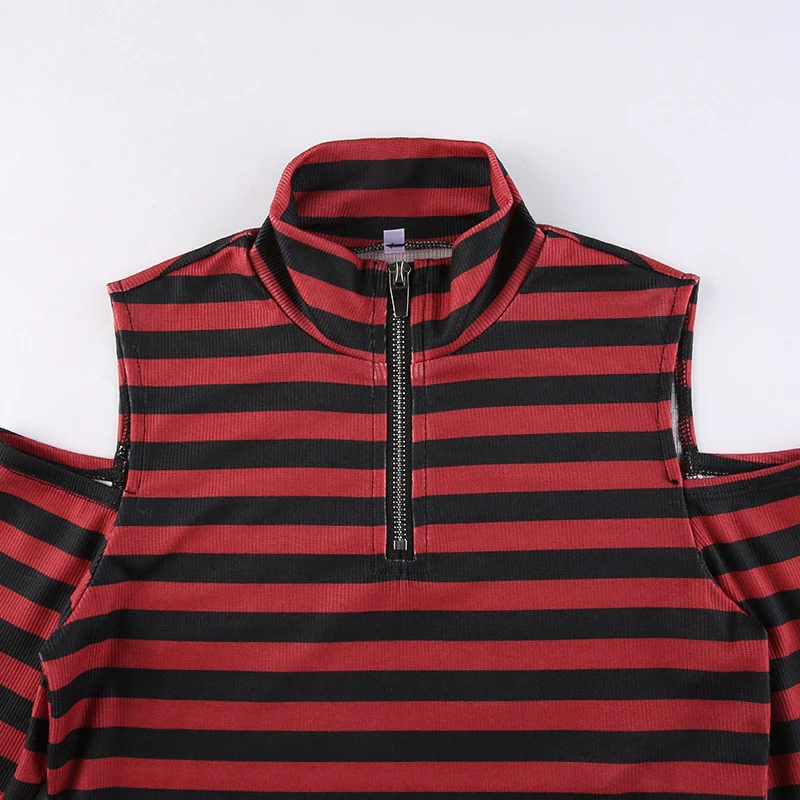 Dark Grunge E-Girl Striped Crop Top - Image 8
