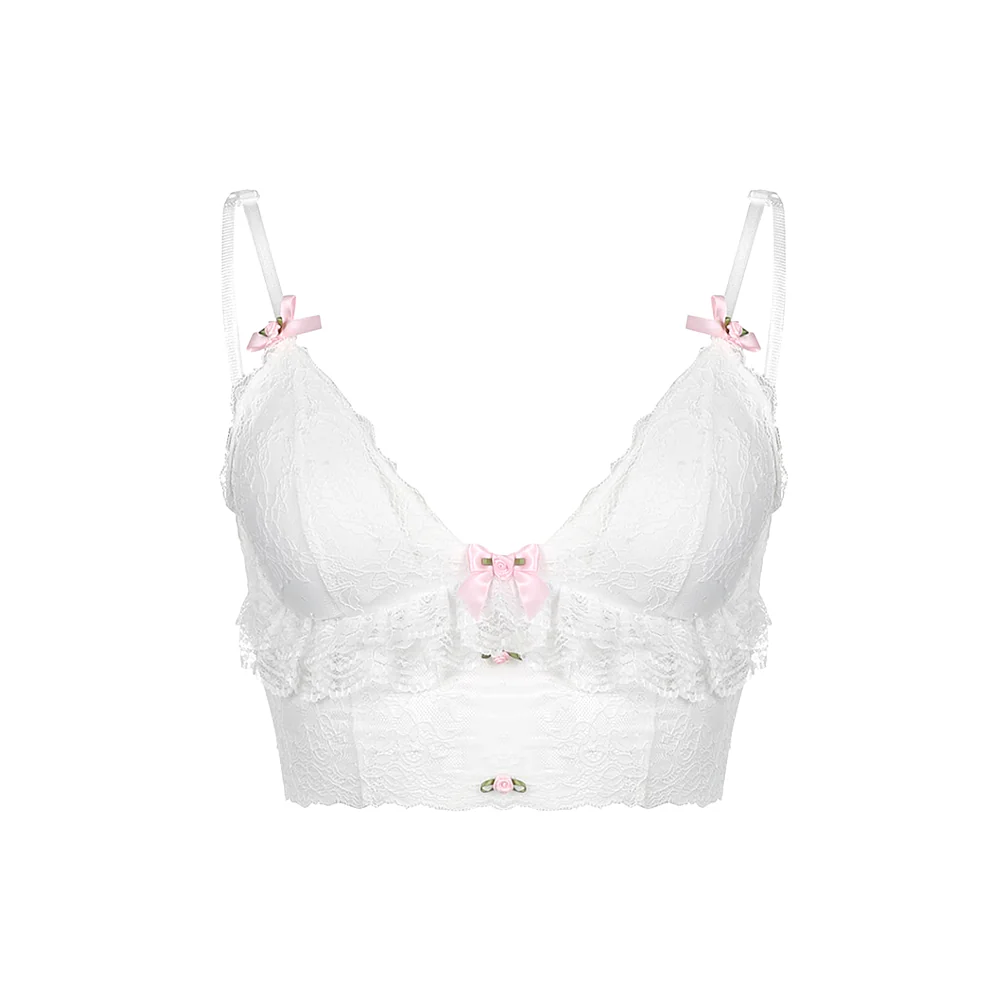 Dollette Lace Top Pink Ribbons - Image 2