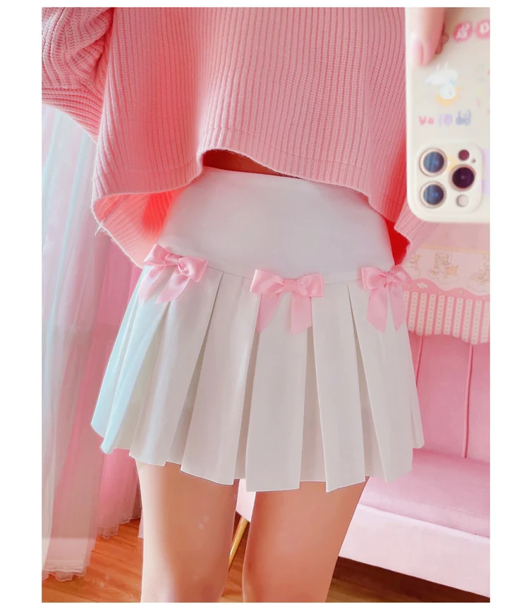 Dollette Kawaii Bow Pleated Mini Skirt - Image 11