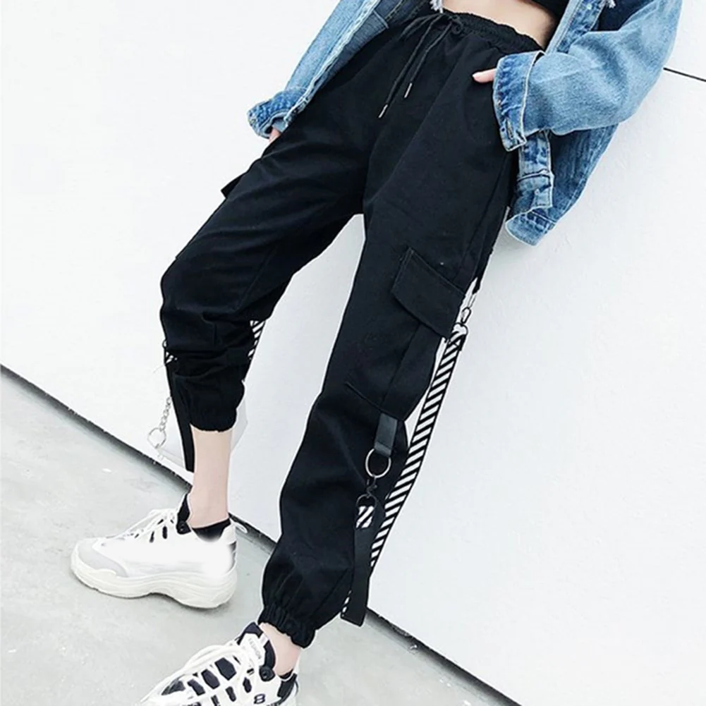 Egirl Gothic Black Straps Cargo Pants - Image 4