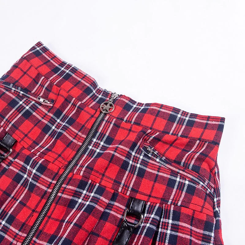Egirl Punk Rock Plaid Straps Skirt - Image 13
