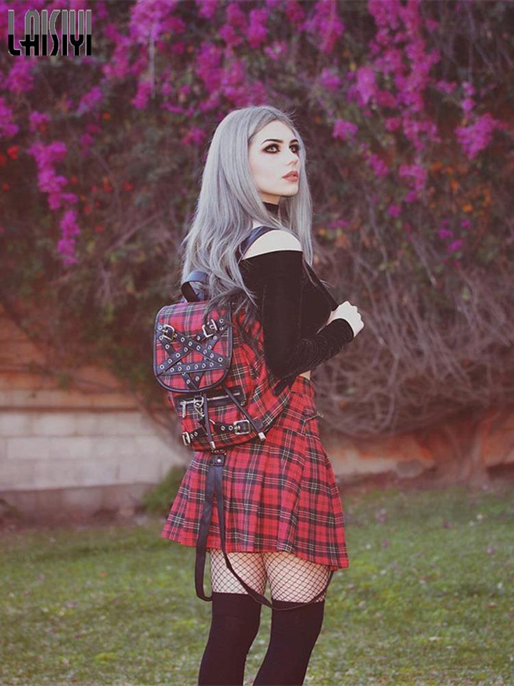 Egirl Punk Rock Plaid Straps Skirt - Image 3