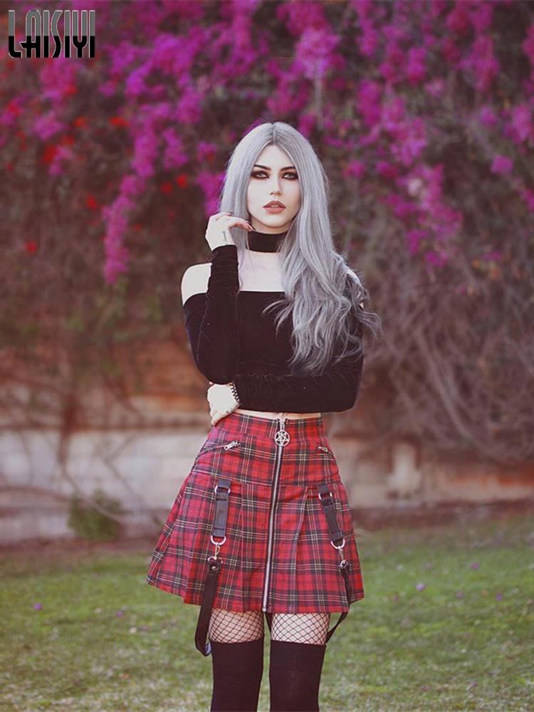 Egirl Punk Rock Plaid Straps Skirt - Image 4