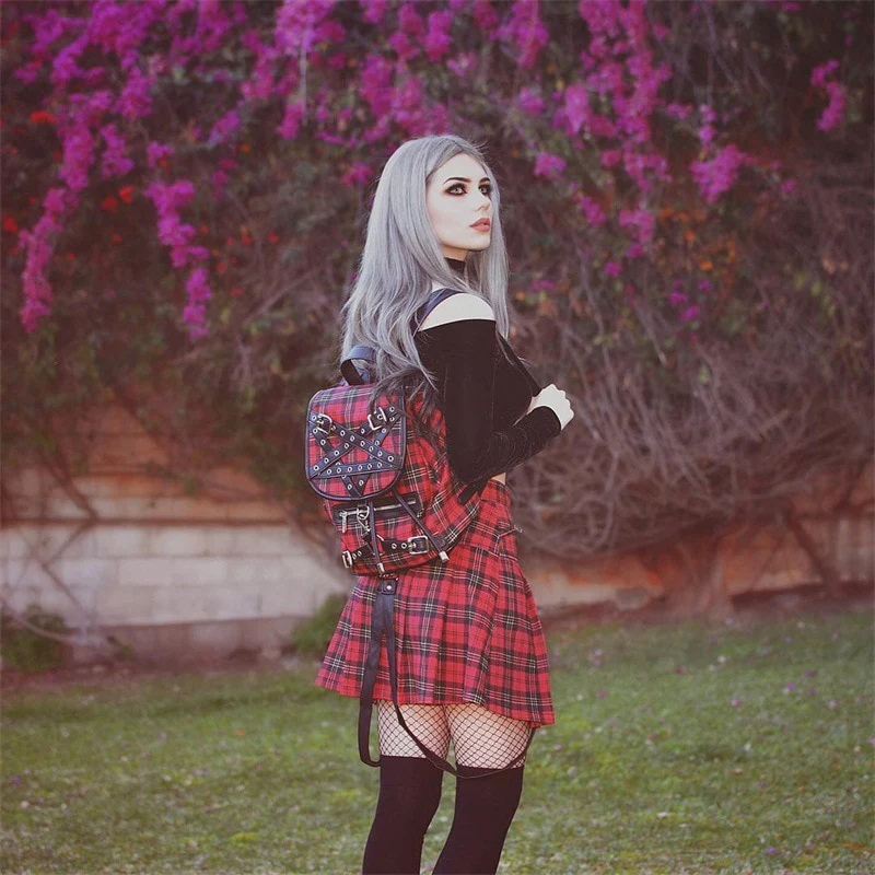 Egirl Punk Rock Plaid Straps Skirt - Image 8
