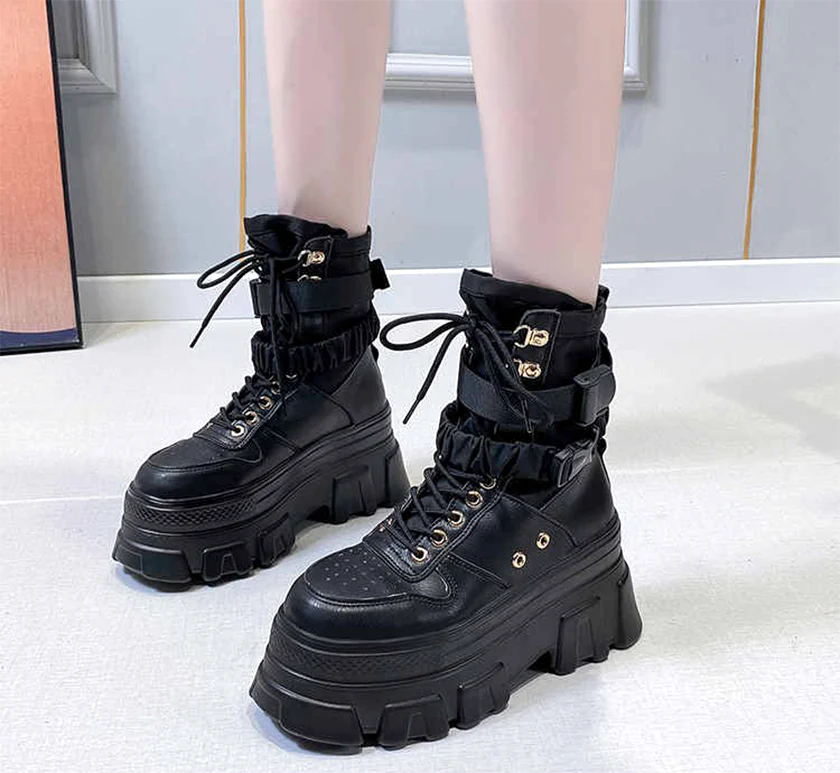 eGirl Boots Platform Shoes - Black - Image 2