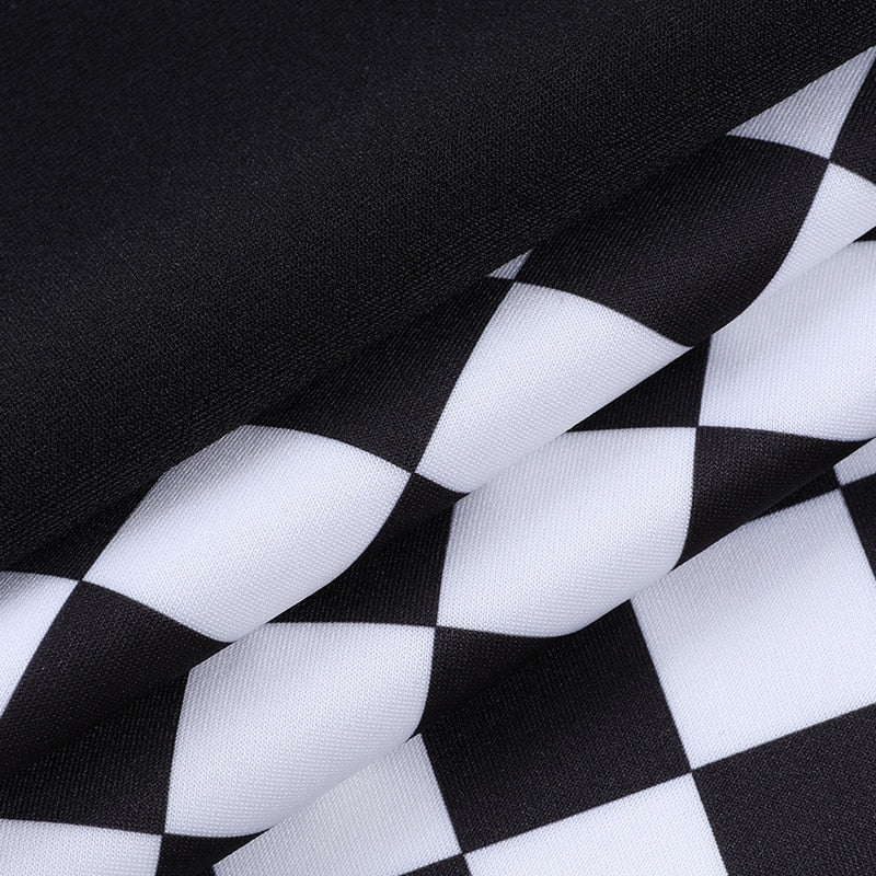 Checker Patchwork Skirt - Black and White - Image 10