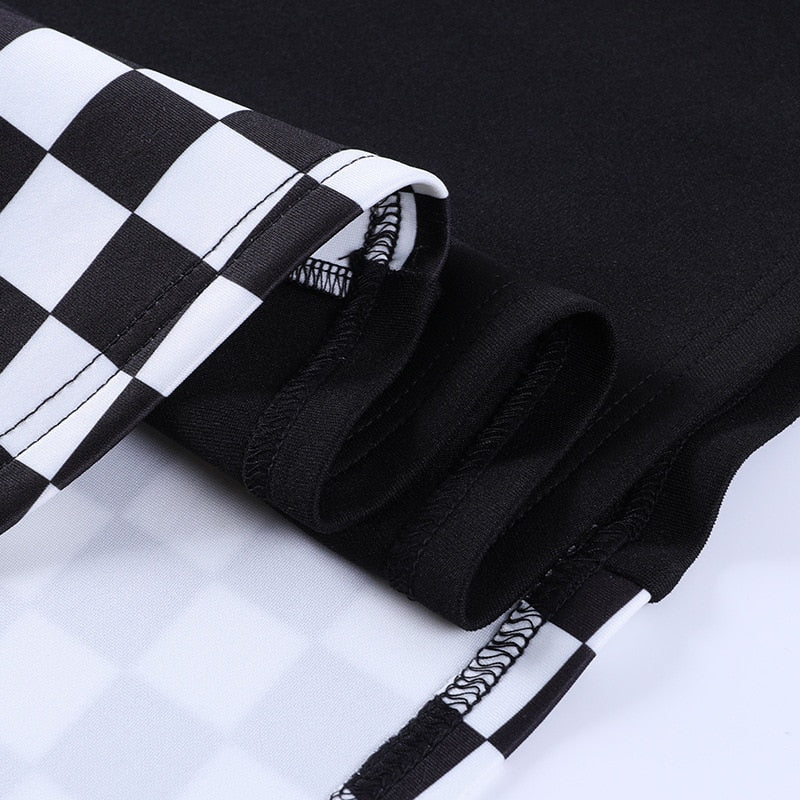 Checker Patchwork Skirt - Black and White - Image 9