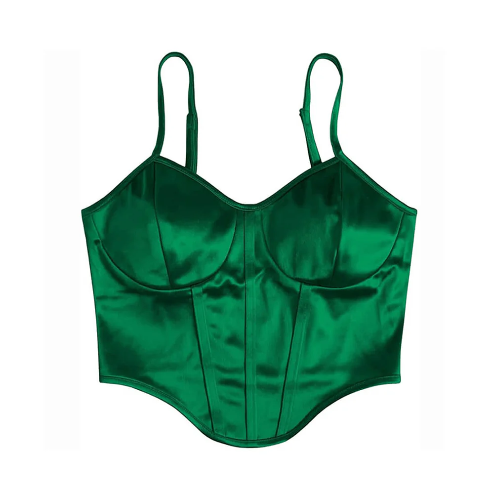 Satin Bustier Top Emerald Green