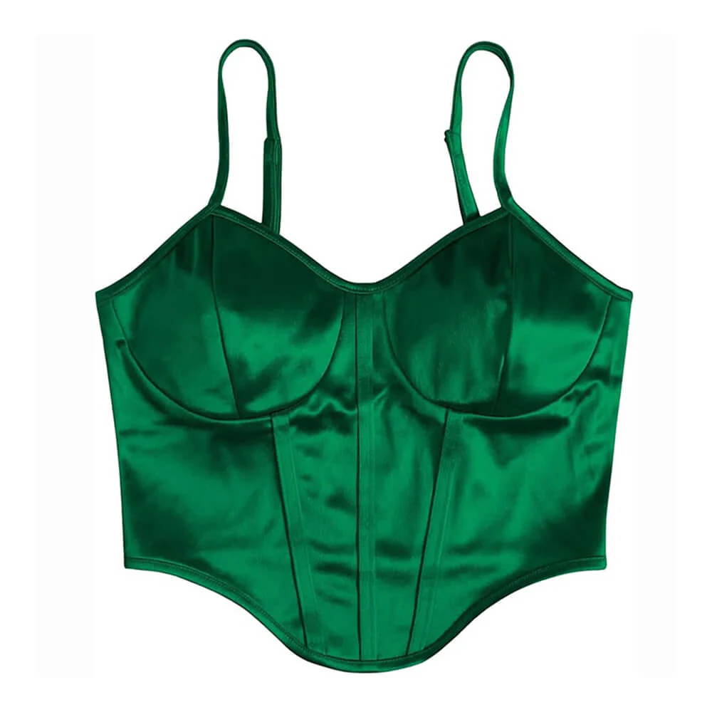 Satin Bustier Top Emerald Green - Image 2