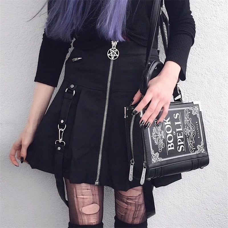 Gothic Aesthetic Straps Black Skirt