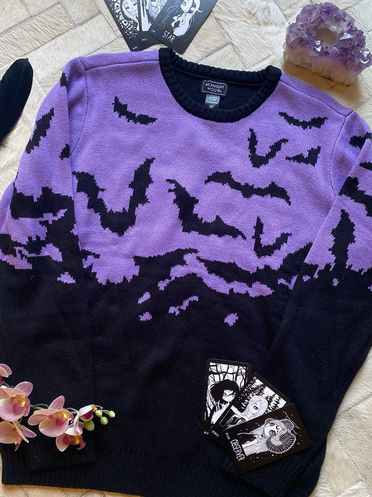 Gothic Bat Pattern Sweater - Image 13