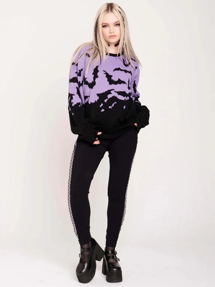Gothic Bat Pattern Sweater - Image 7