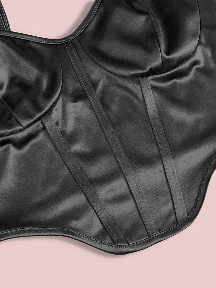 Satin Bustier Top Gothic Black - Image 2