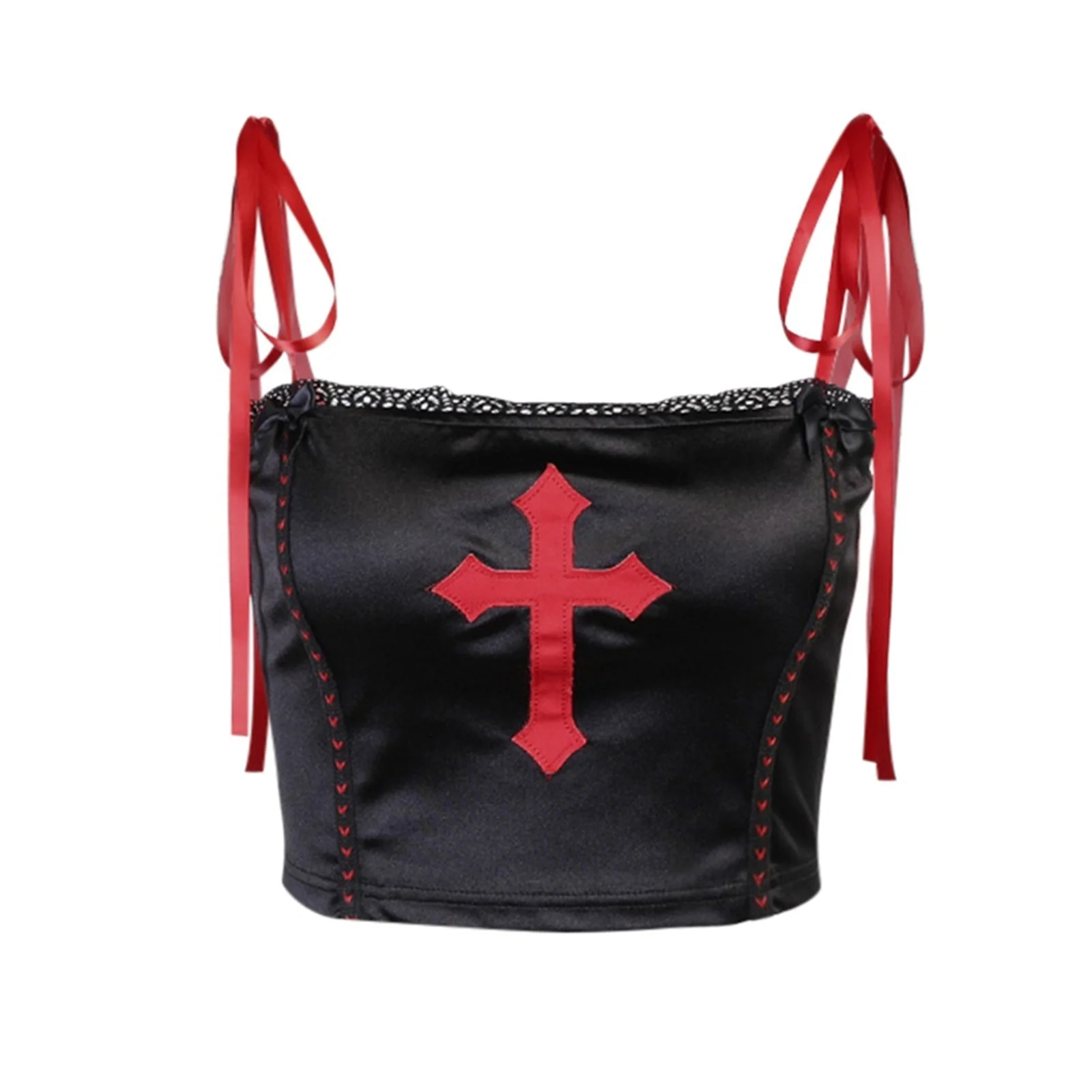 Gothic Vampire Cross Crop Top - Image 2
