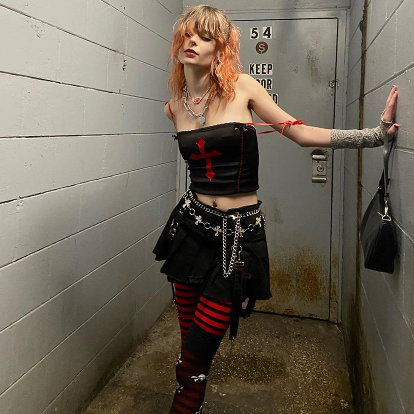 Gothic Vampire Cross Crop Top - Image 23