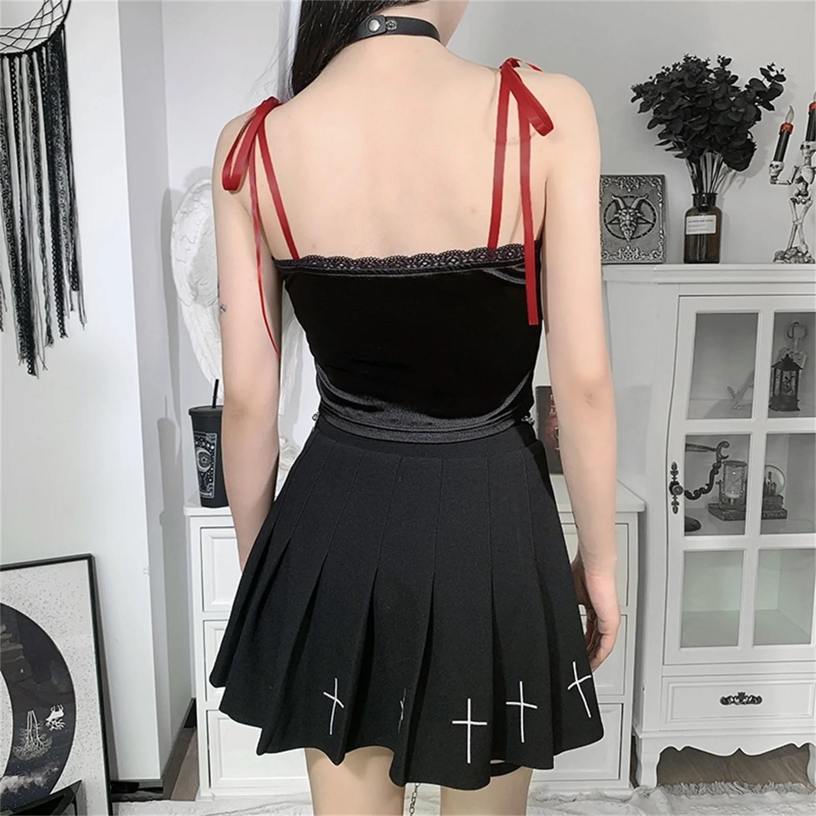 Gothic Vampire Cross Crop Top - Image 5