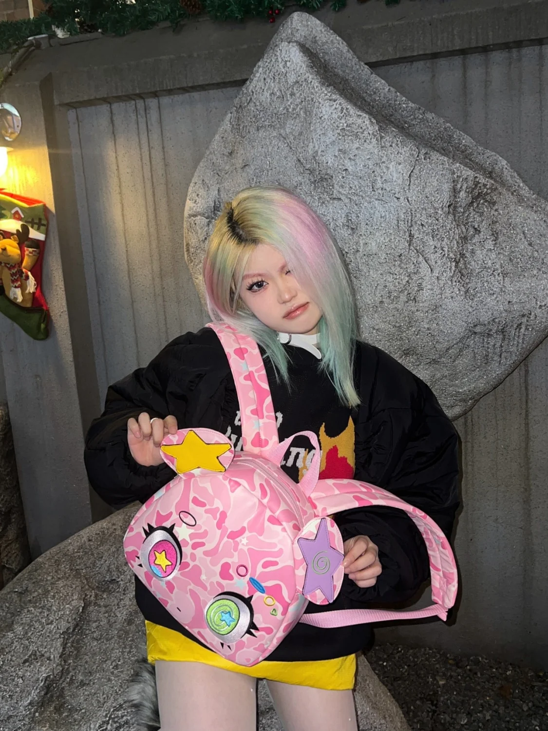 Harajuku Pink Bear Backpack - Image 15