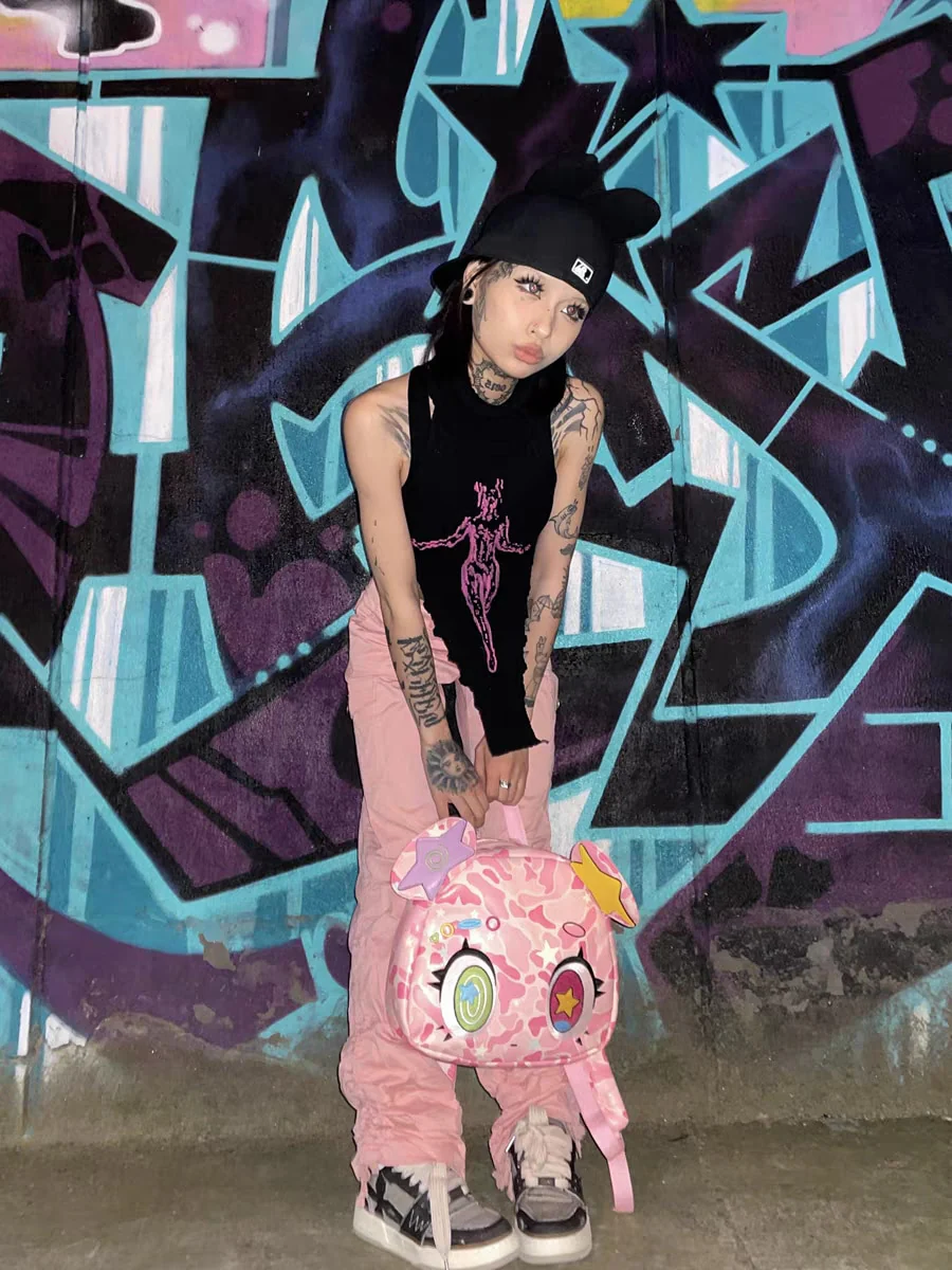 Harajuku Pink Bear Backpack - Image 18