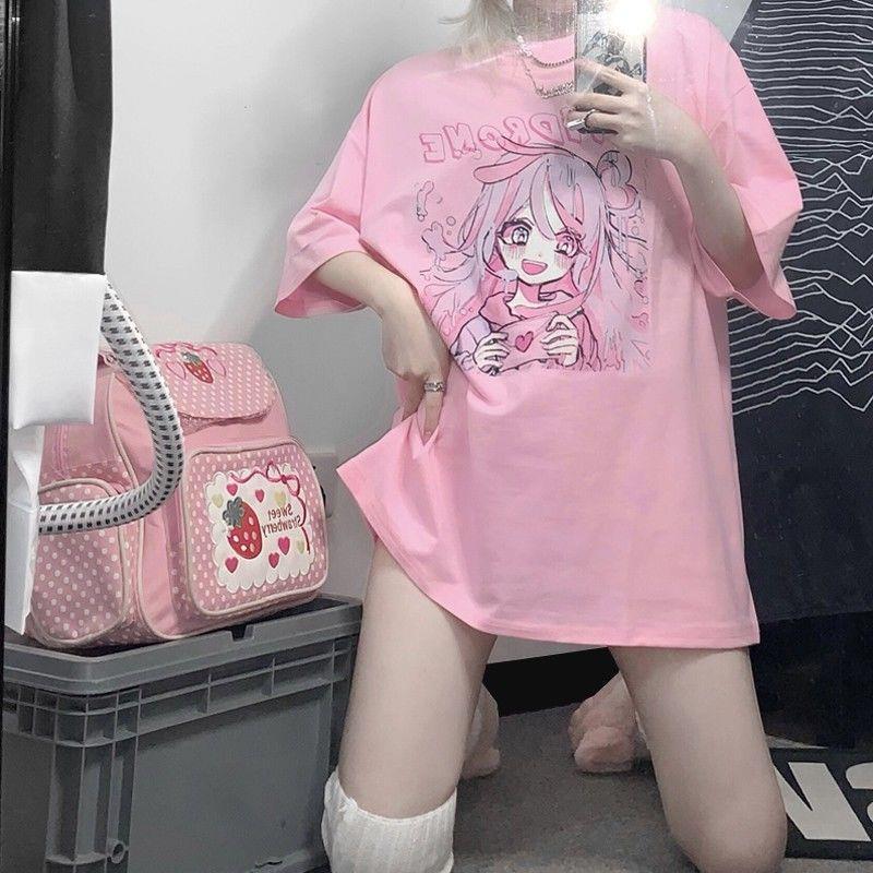 Kawaii Anime T-Shirt Happy Girl Pink - Image 5