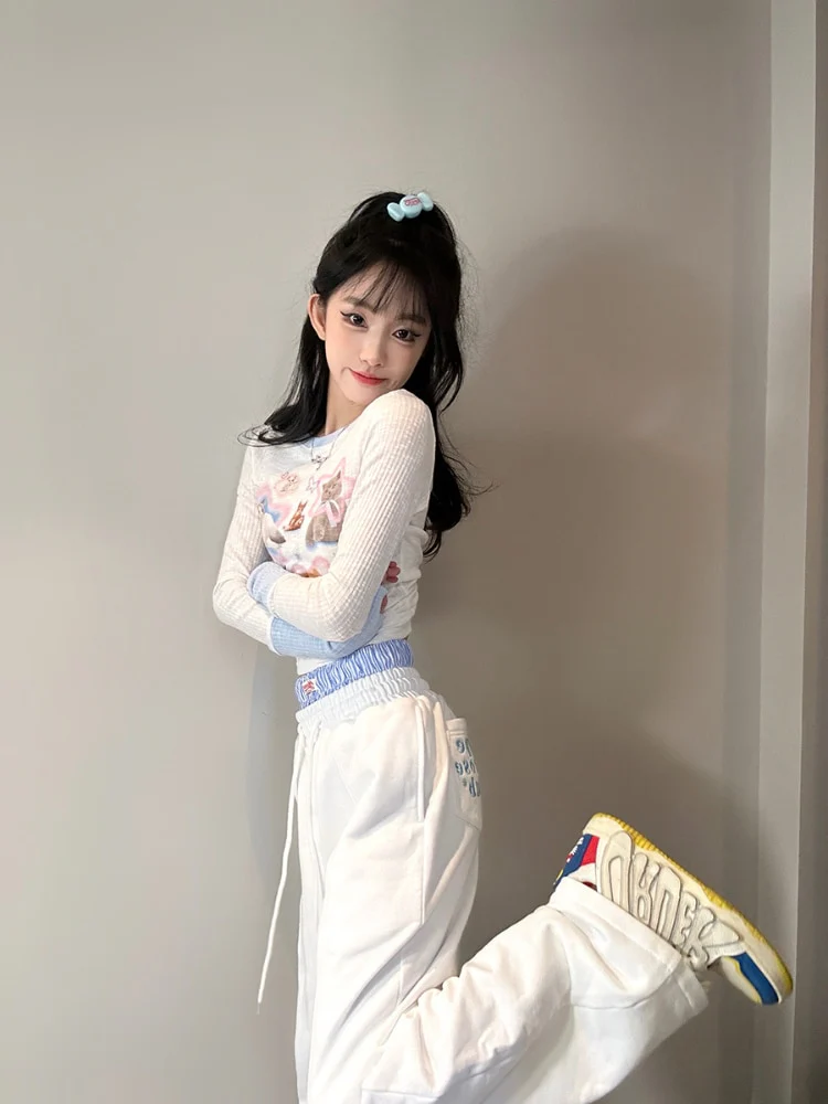 Kawaii Cat Print Long Sleeve Tee - Image 6