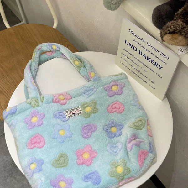 Kawaii Fluffy Soft Floral Handbag - Image 2