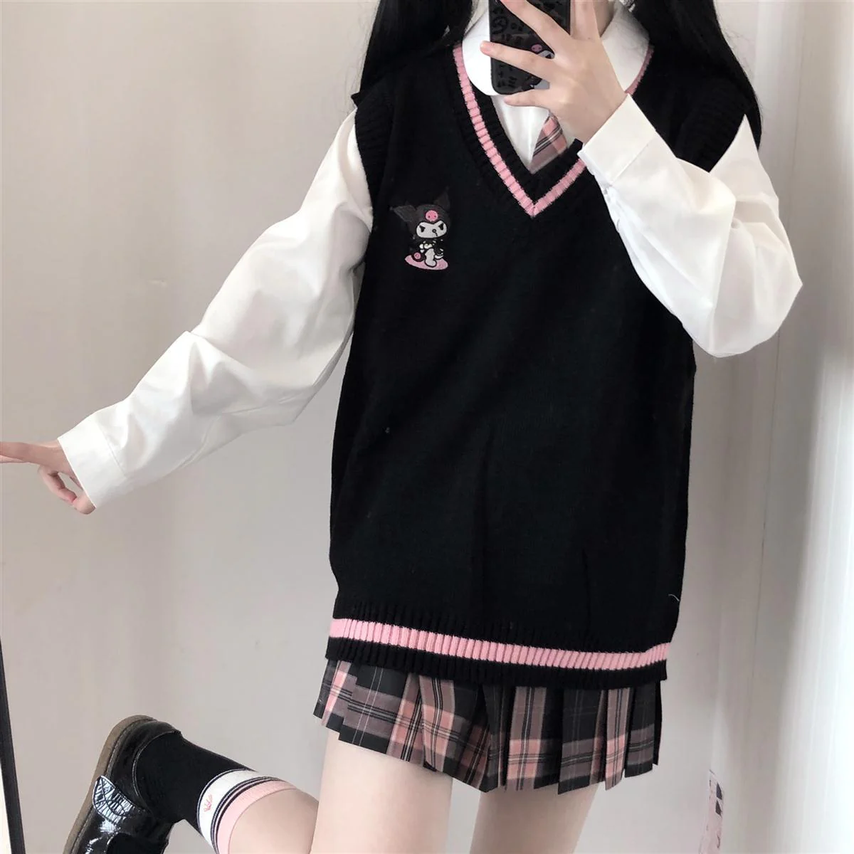 Kawaii Sweater Vest Kuromi Black - Image 3