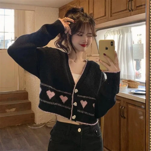 Korean Coquette Heart Cardigan - Image 3