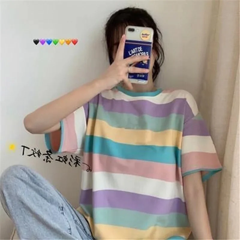 Korean Streetwear Striped T-Shirt - Image 3