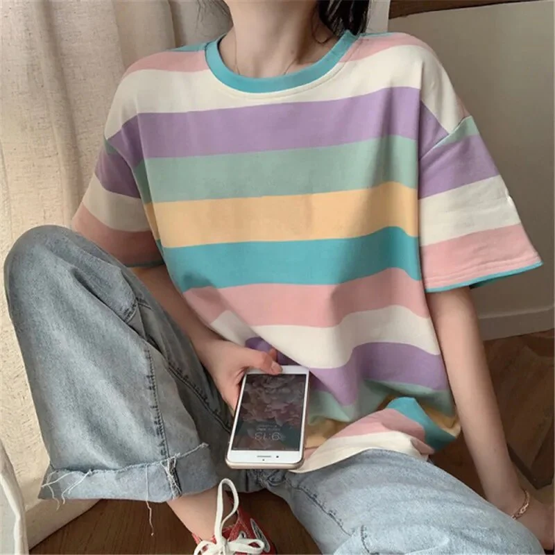 Korean Streetwear Striped T-Shirt - Image 7