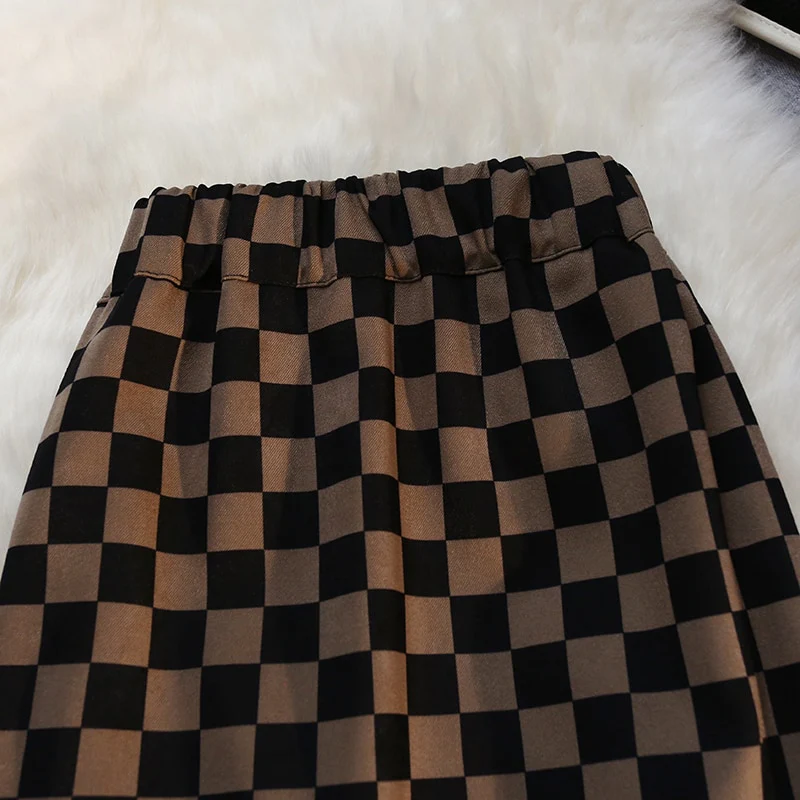 Long Skirt Checkerboard Print - Image 24