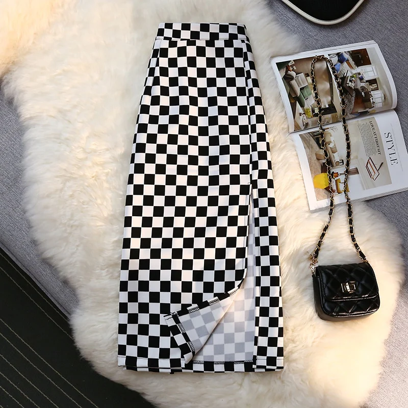 Long Skirt Checkerboard Print - Image 6